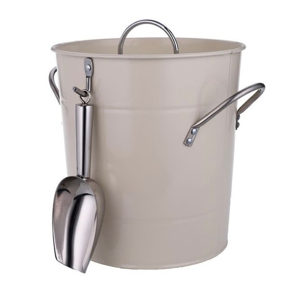 White Galvanize Ice Bucket With Lid and Scoop - Picture 2 of 16
